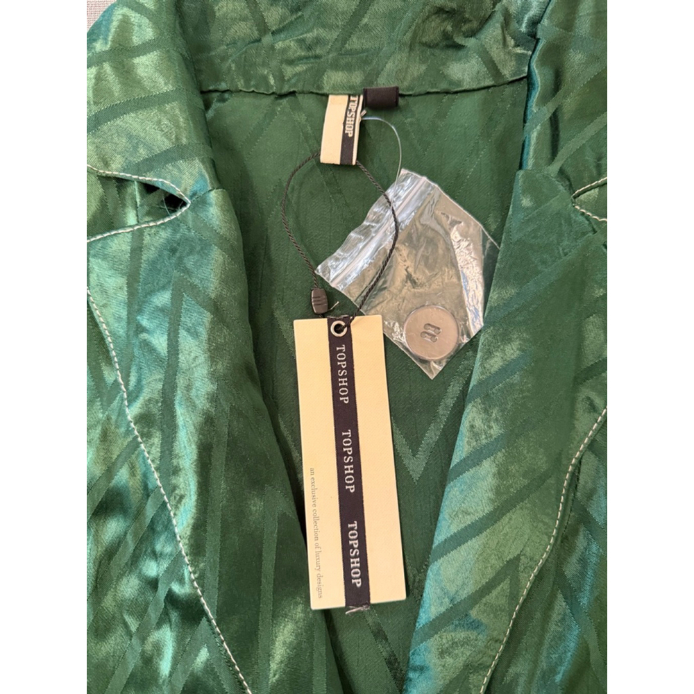 NWTs Topshop green oversized blazer with white contrast stitching size 4 - Picture 6 of 8